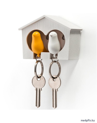Детали интерьера: Держатель+брелок для ключей двойной sparrow белый-желтый Держатель+брелок для ключей двойной sparrow белый-желтый