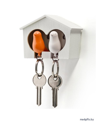 Детали интерьера: Держатель+брелок для ключей двойной sparrow белый-оранж Держатель+брелок для ключей двойной sparrow белый-оранж