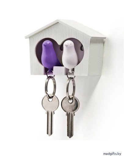 Держатель+брелок для ключей двойной sparrow белый-фиолетовый