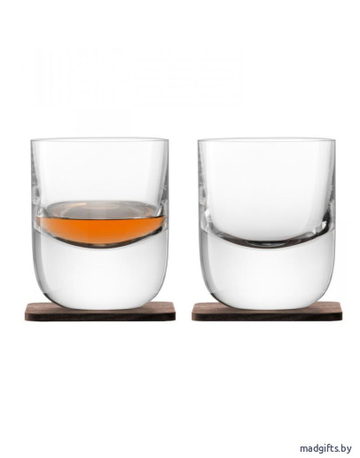 Набор из 2 стаканов renfrew whisky с деревянными подставками  270 мл