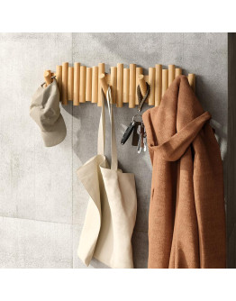 Вешалка настенная picket, 61 см, 8 крючков, натуральное дерево