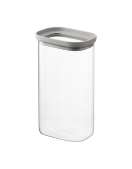 Банка для хранения прямоугольная vacuum glass, 1,25 л, светло-серая