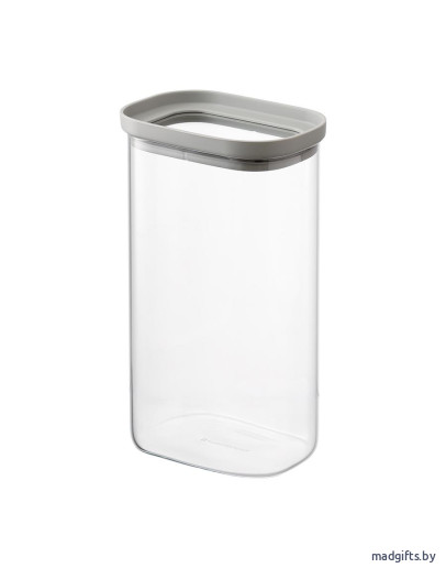 Банка для хранения прямоугольная vacuum glass, 1,25 л, светло-серая