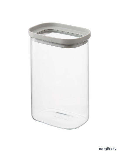 Банка для хранения прямоугольная vacuum glass, 1,5 л, светло-серая
