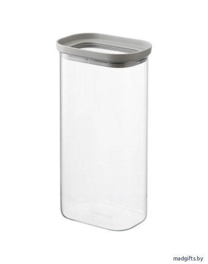 Банка для хранения прямоугольная vacuum glass, 1,75 л, светло-серая