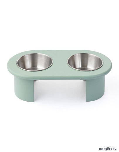 Миска двойная на подставке Плато мятного цвета из коллекции pets essential Миска двойная на подставке Плато мятного цвета из коллекции pets essential