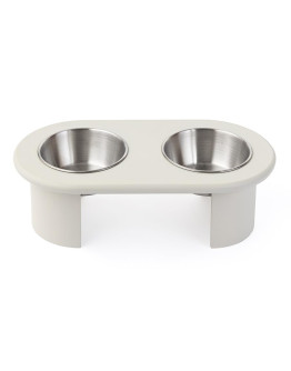Миска двойная на подставке Плато серо-бежевого цвета из коллекции pets essential