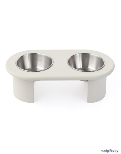 Миска двойная на подставке Плато серо-бежевого цвета из коллекции pets essential
