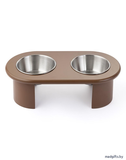 Миска двойная на подставке Плато цвета мокко из коллекции pets essential