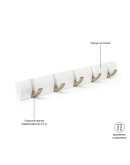 Вешалка настенная горизонтальная flip 5 крючков белая