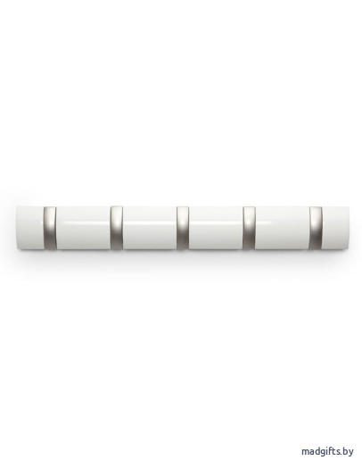 Вешалка настенная горизонтальная flip 5 крючков белая