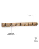 Вешалка настенная горизонтальная flip 8 крючков натуральное дерево