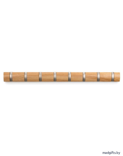 Вешалка настенная горизонтальная flip 8 крючков натуральное дерево