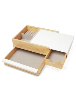 Шкатулка stowit, белая/натуральное дерево