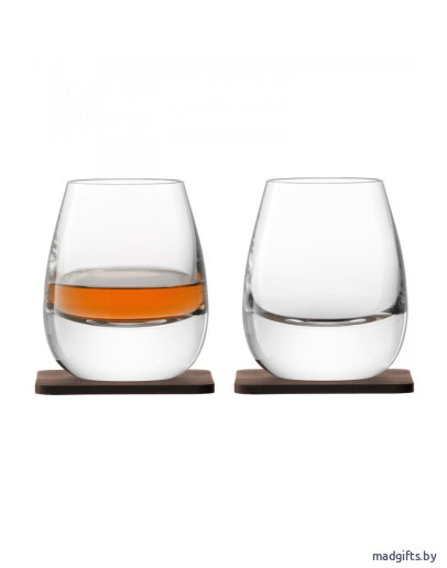 Вино и напитки: Набор из 2 стаканов islay whisky с деревянными подставками 250 мл Набор из 2 стаканов islay whisky с деревянными подставками 250 мл