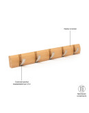 Вешалки: Вешалка настенная горизонтальная flip 5 крючков натуральное дерево Вешалка настенная горизонтальная flip 5 крючков натуральное дерево