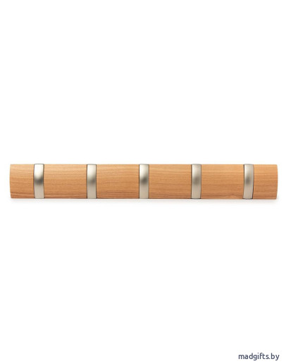 Вешалка настенная горизонтальная flip 5 крючков натуральное дерево