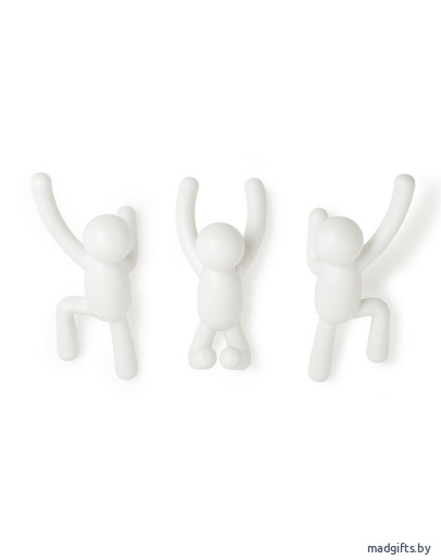 Вешалки: Вешалки-крючки buddy 3 шт. белые Вешалки-крючки buddy 3 шт. белые